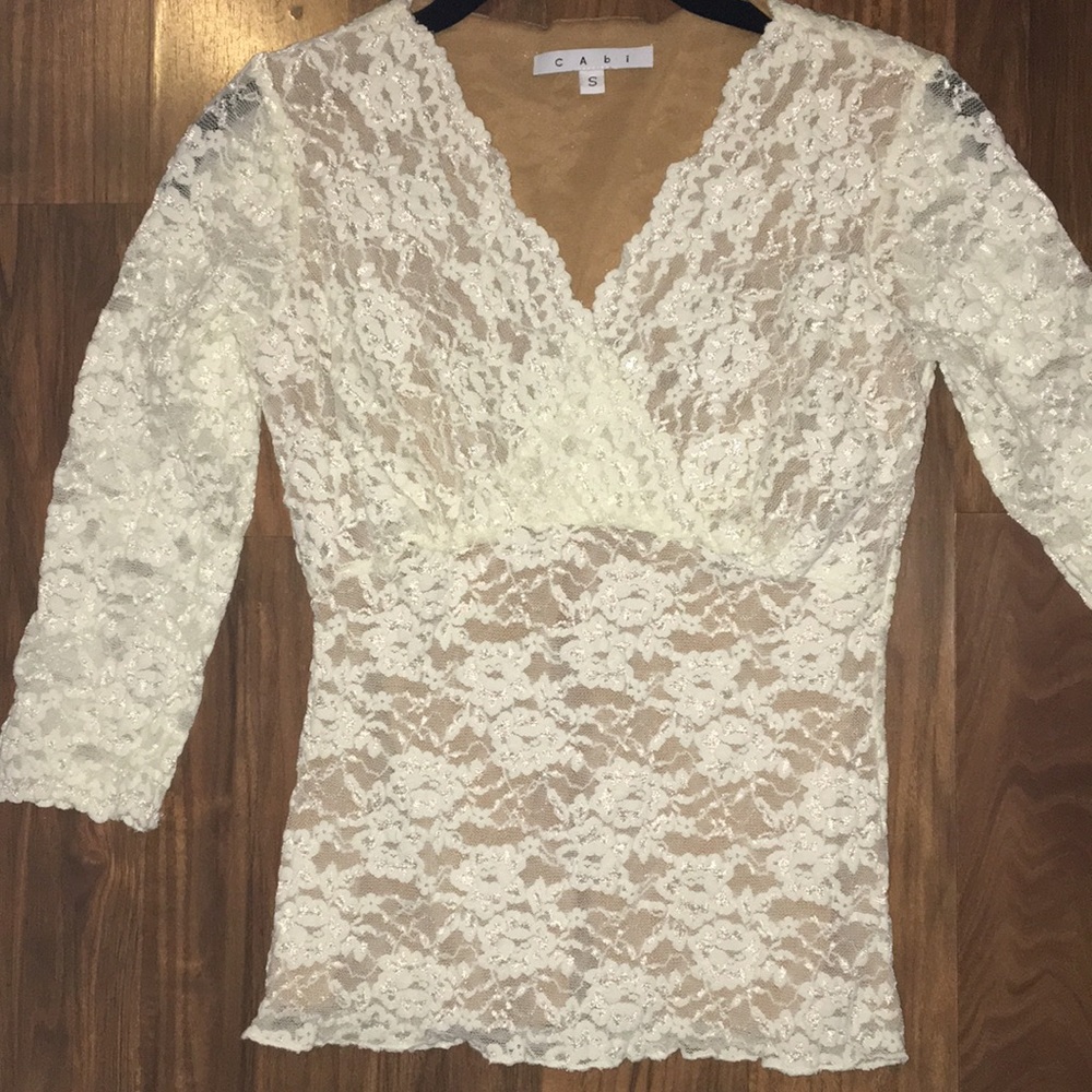 Cabi lace top shirt Blouse small white